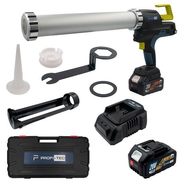 Пістолет для герметику акумуляторний PROFI-TEC PCG20BL (2ак 5А+зарядне+кейс) 005950 фото