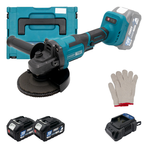 Шлифмашина угловая PROFI-TEC DGA202BL 006296 (2акум.20В 4Ач/зарядный/кейс) 006296 фото