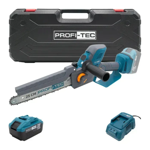 Пила цепная аккумуляторная PROFI-TEC PCS0920 007645 (1 аккум. 20В 4Аг/зарядное устройство/кейс/25см) 007645 фото