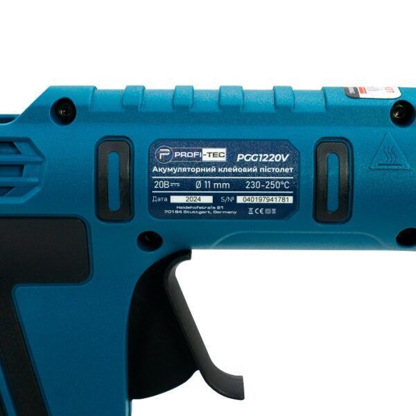 Пістолет клейовий акумуляторний PROFI-TEC PGG1120V (20В/каркас) 006109 фото