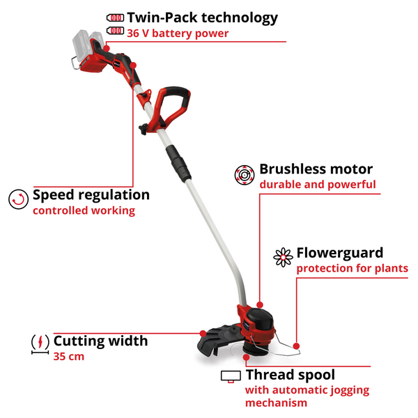 Триммер аккумуляторный EINHELL GP-CT 36/35LI BL-Solo 3411330 фото