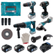 Набор аккумуляторный PROFI-TEC Combo Set 4/5 (DHP485BL/PBH201/DGA20BL/PTW502/3аккум.20В 4Аг/зарядное/к 007044 фото 1