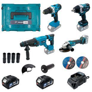Набір акумуляторний PROFI-TEC Combo Set 4/4 (PBH201BL/DTW800BL/DGA20BL/PCD2820V/2акум.20В 4Аг/зарядн 007060 фото