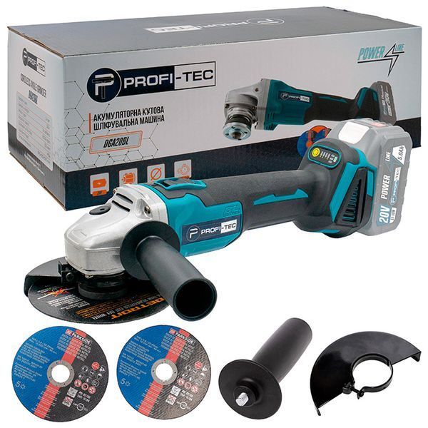 Шлифмашина угловая аккумуляторная PROFI-TEC DGA20BL (каркас/ без аккумуляторов и зарядного устройства) DGA20BL фото