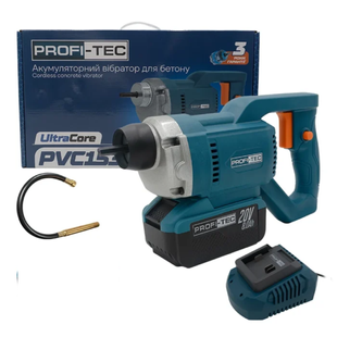 Вібратор глибинний акумуляторний PROFI-TEC PCV1535 008108 (1акум.20В 8Аг/зарядний/булава 1.5м) 008108 фото