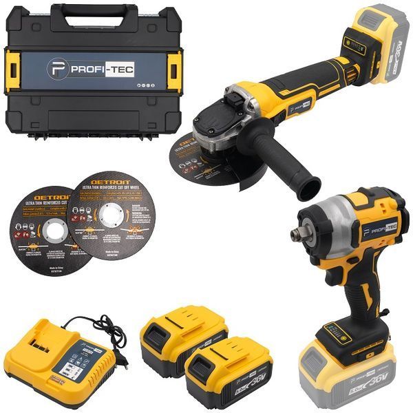 Набір акумуляторний PROFI-TEC Combo set2 (DGA36V/DTW280Y/2акум.18В 5Аг/зарядка/кейс) W00011847 фото