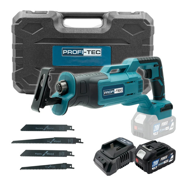 Пила сабельная аккумуляторная PROFI-TEC BJR2022 006611 (1 аккум. 20В 4Аг/зарядное устройство/кейс) 006611 фото