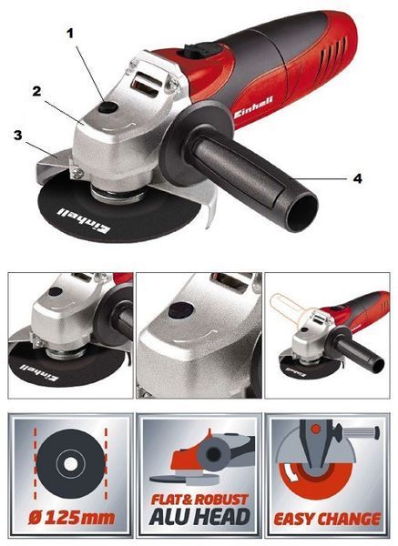 Шлифмашина угловая 125мм EINHELL TC-AG 125 4430619 фото