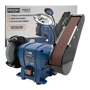 Верстат точильно-шліфувальний стрічковий PROFI-TEC PCG150/250 (250Вт/150мм/686*50мм) 006972 фото