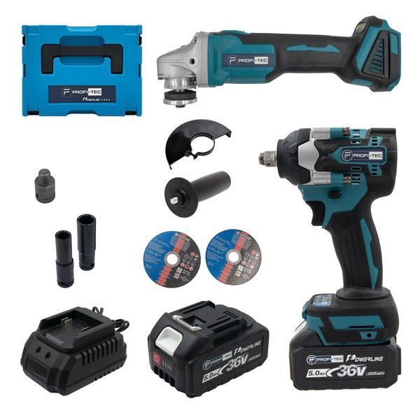 Набір акумуляторний PROFI-TEC (DGA36V+DTW281/2акум.18В 5Аг/зарядка/кейс) Combo set2 фото