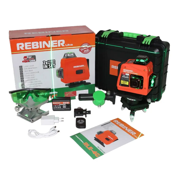 Рівень лазерний REBINER RLE-4G (4D/30м/зелений) RLE-4G фото