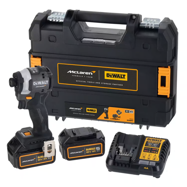 Импульсный шуруповерт DEWALT DCF85MP2T McLaren (2 аккумулятора 18 В, 5 Ач, зарядное устройство, чехол) DCF85MP2T фото