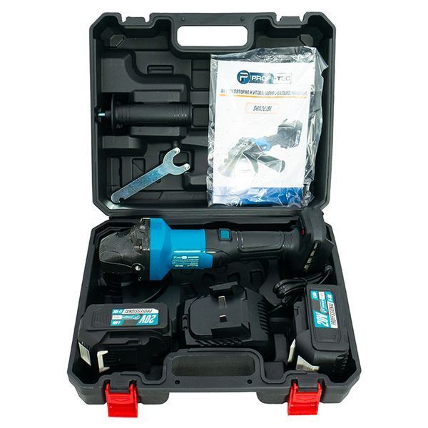 Шліфмашина кутова PROFI-TEC DGA201BL 005963 (2акум.20В 5Aг/зарядний/кейс) 005963 фото