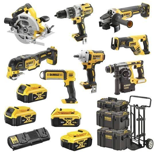 Набір акумуляторний DEWALT DCK 856P4 (8 інструментів/4акум.18В 5Аг/двійна зарядка/3 кейси/візок) DCK856P4 фото