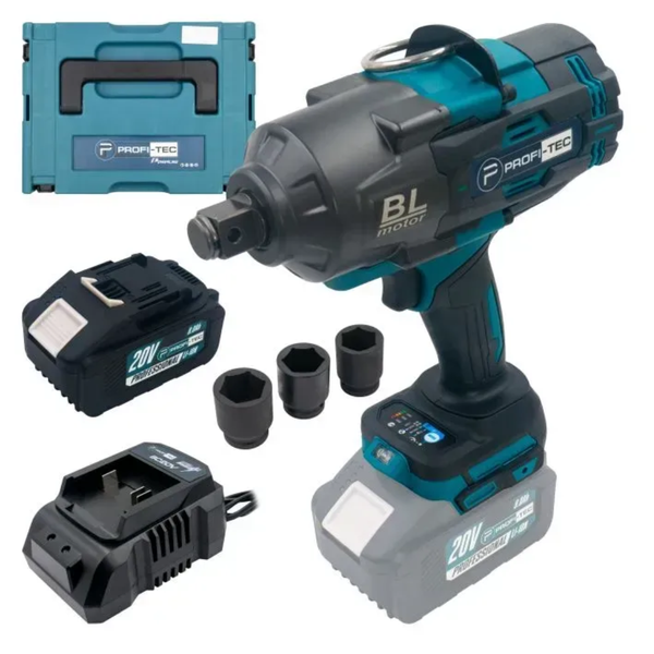 Гайковерт аккумуляторный PROFI-TEC PTW2100BL 007251 (2 аккум. 20 В 8 Ач/зарядное устройство/кейс/2100 Нм/3/4") 007251 фото