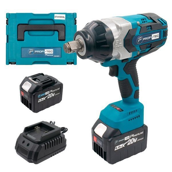 Гайковерт аккумуляторный PROFI-TEC DTW1001BL (2акум.20В 6Ач/зарядный/кейс/ 3/4") DTW1001BL 6Ah фото