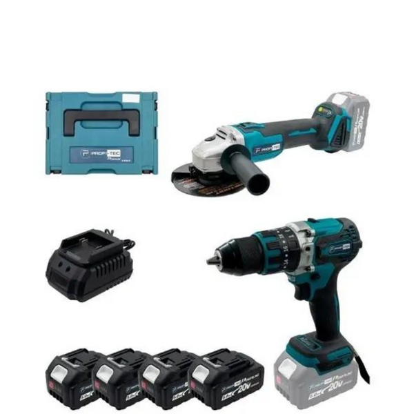 Набір акумуляторний PROFI-TEC Combo set2/1 EXTRA(DHP485BL/DGA36Vi/4акум.18В 5Аг/зарядка/кейс) Combo set2/1 EXTRA фото