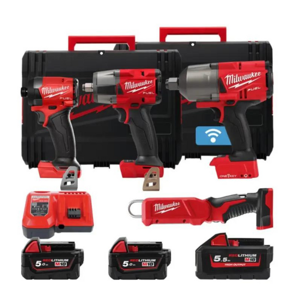 Набір акумуляторний MILWAUKEE M18 FPP4G3-553XEU FUEL (1імпакт+2гайков+/3акум.18В 5Аг/зарядка/2кейси) 4933492528 фото