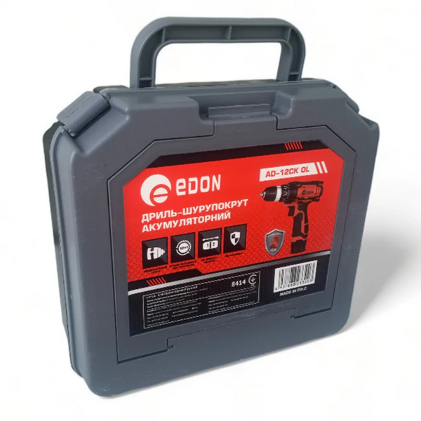 Шурупокрут акумуляторний EDON AD-12CK OL (2акум.12В 2Аг/зарядний/насадки/кейс) AD-12CK OL фото