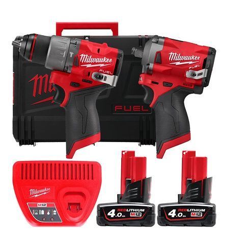 Набір акумуляторний MILWAUKEE M12 FPP2H2-402X (шур FPD2/гайк FIWF12/2акум.12В 4Аг/зарядка/кейс) 4933492512 фото
