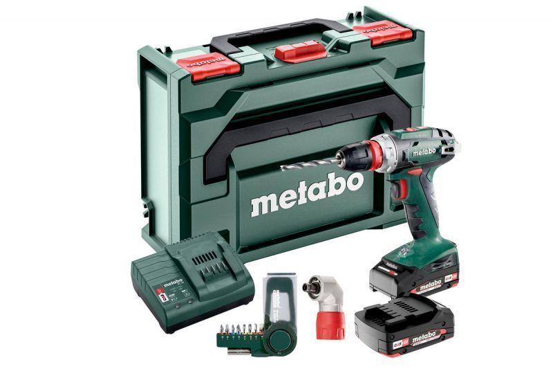 Шурупокрут METABO BS 18 Quick Set (2акум.18В 2Аг/зарядний/кейс/кутова насадка/біти) 602217870 фото