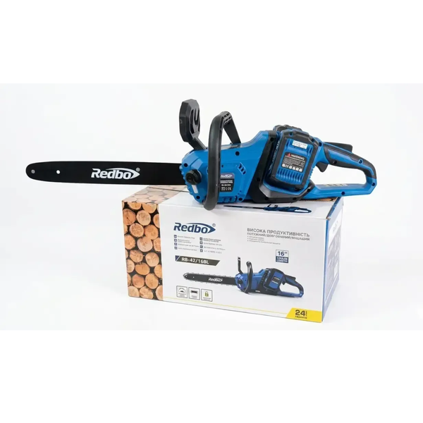 Цепная пила REDBO RB-42/16BL (2 аккумулятора 21 В + 21 В, 4 Ач / зарядное устройство / 40 см) RB-42/16BL фото